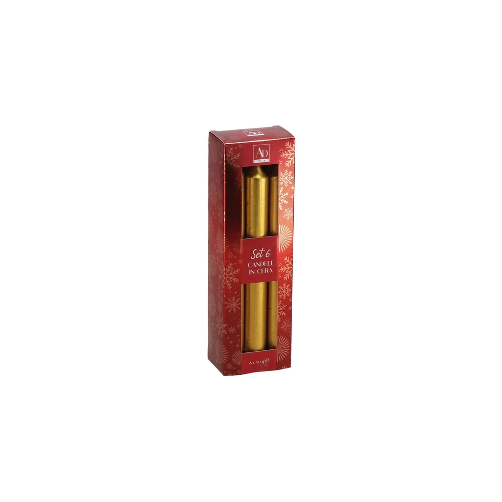 Ad S/6 Candele Cera Natale A 3 Colori Diam2Xh19