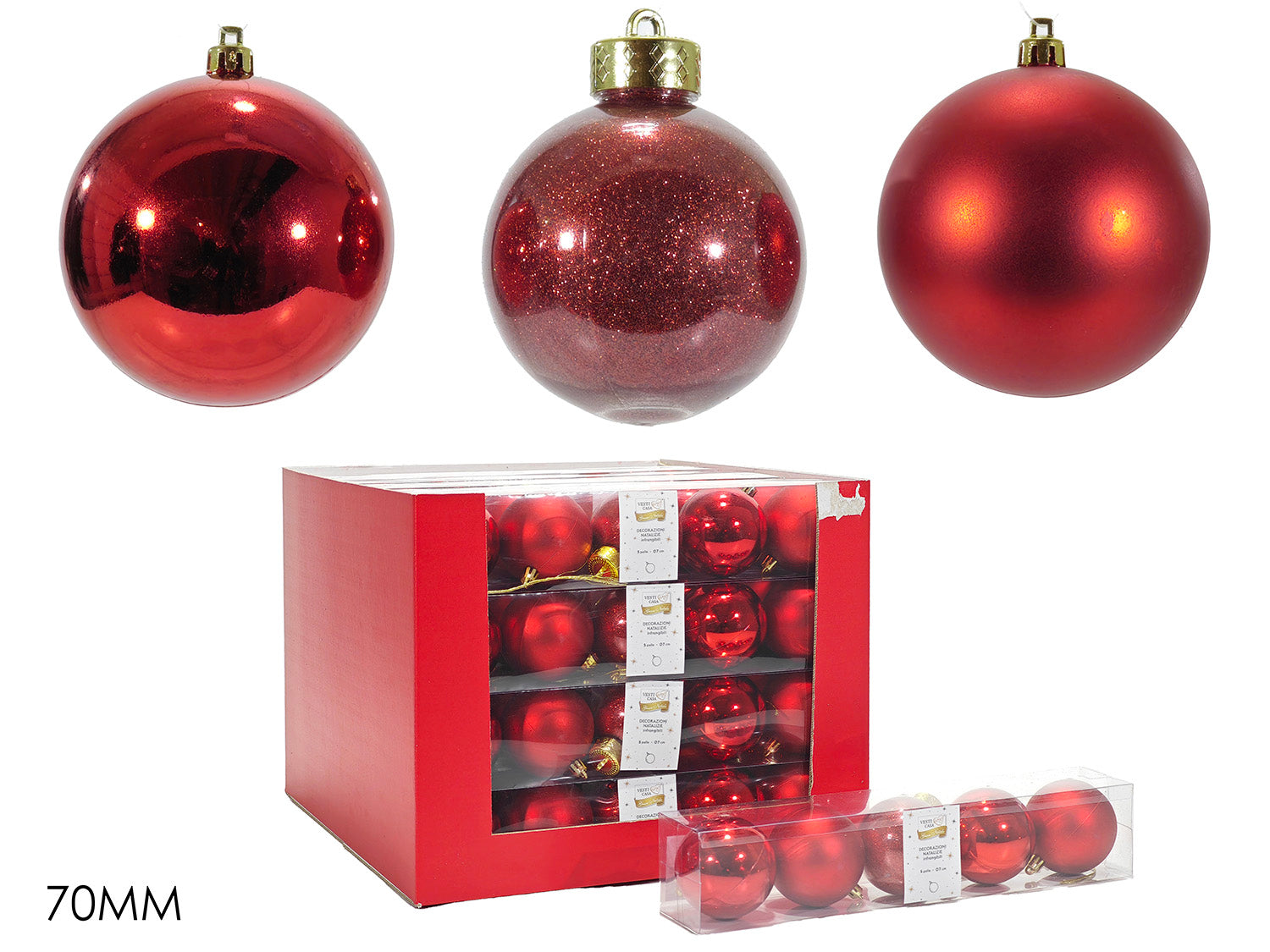 G.Natale Set 5 Palle 70 Mm Rosse Mix