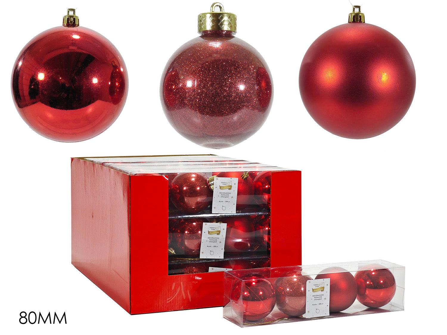 G.Natale Set 4 Palle 80 Mm Rosse Mix