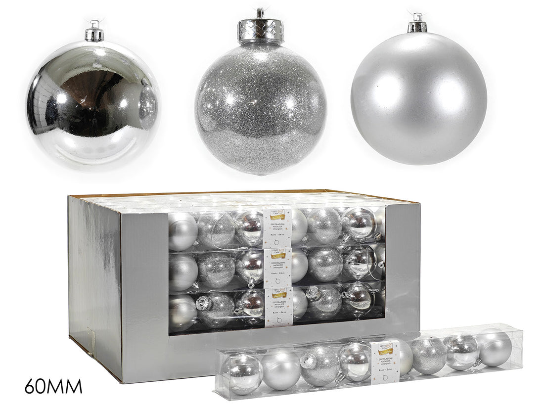 G.Natale Set 8 Palle 60 Mm Silver Mix