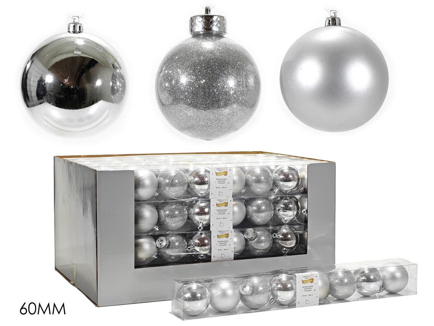 G.Natale Set 8 Palle 60 Mm Silver Mix