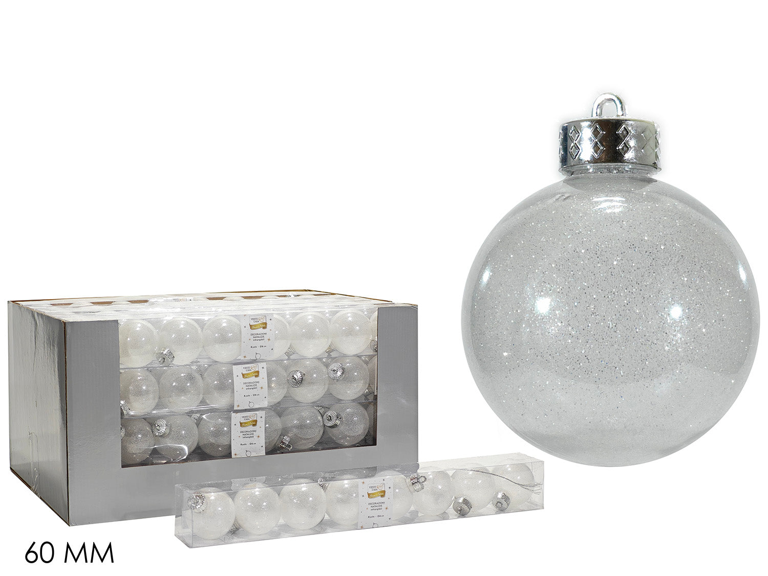 G.Natale Set 8 Palle 60 Mm Bianche Mix