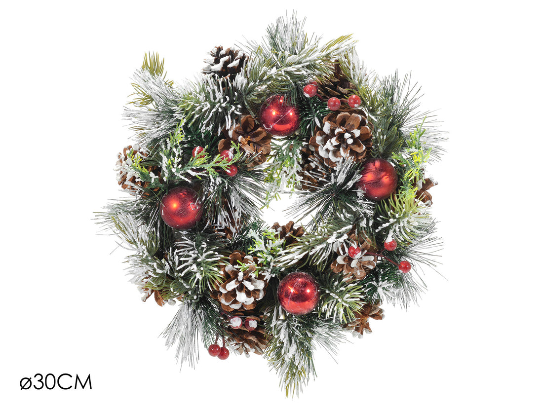 G.Natale Ghirlanda C/Bacche Rosse  30Cm