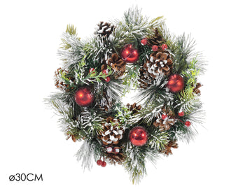 G.Natale Ghirlanda C/Bacche Rosse  30Cm