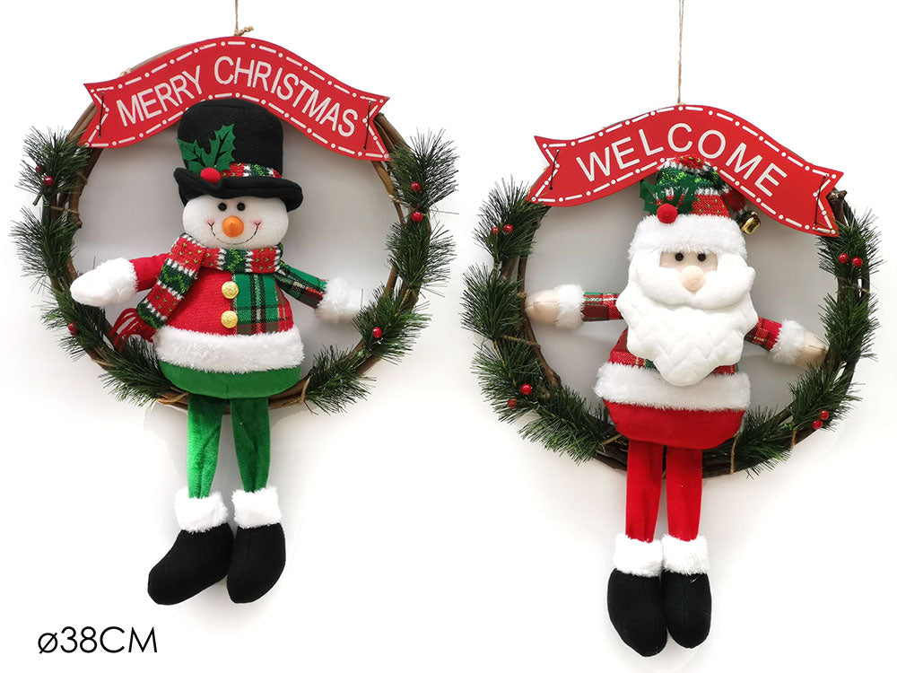 G.Natale Ghirlanda 8Cm C/Pers.Nat. 2Ass.