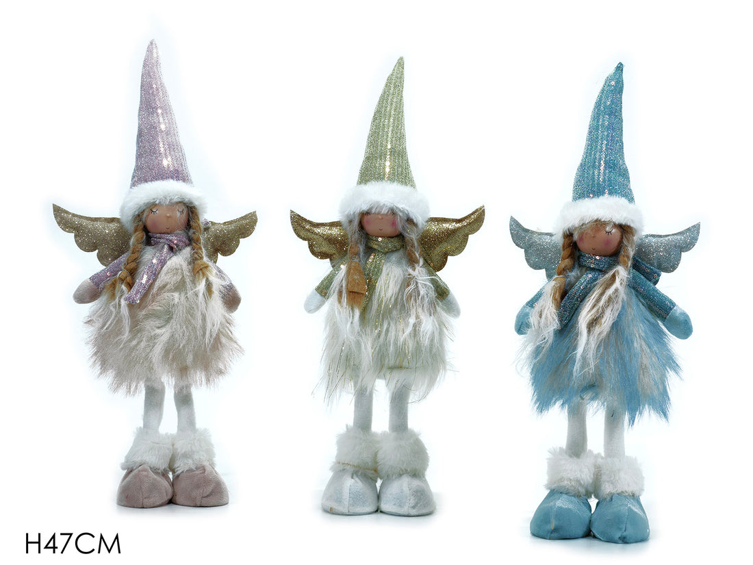 G.Natale Angelo In Piedi H47Cm C/Pellicc 3Assortimenti casuali