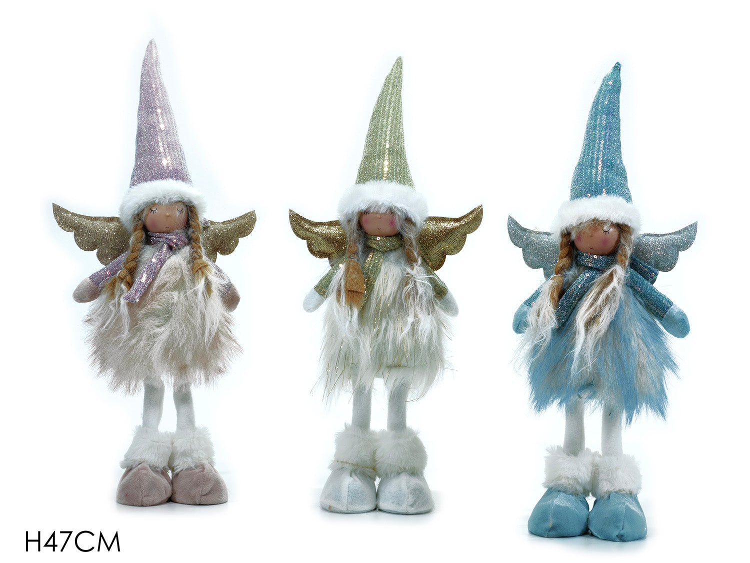 G.Natale Angelo In Piedi H47Cm C/Pellicc 3Assortimenti casuali