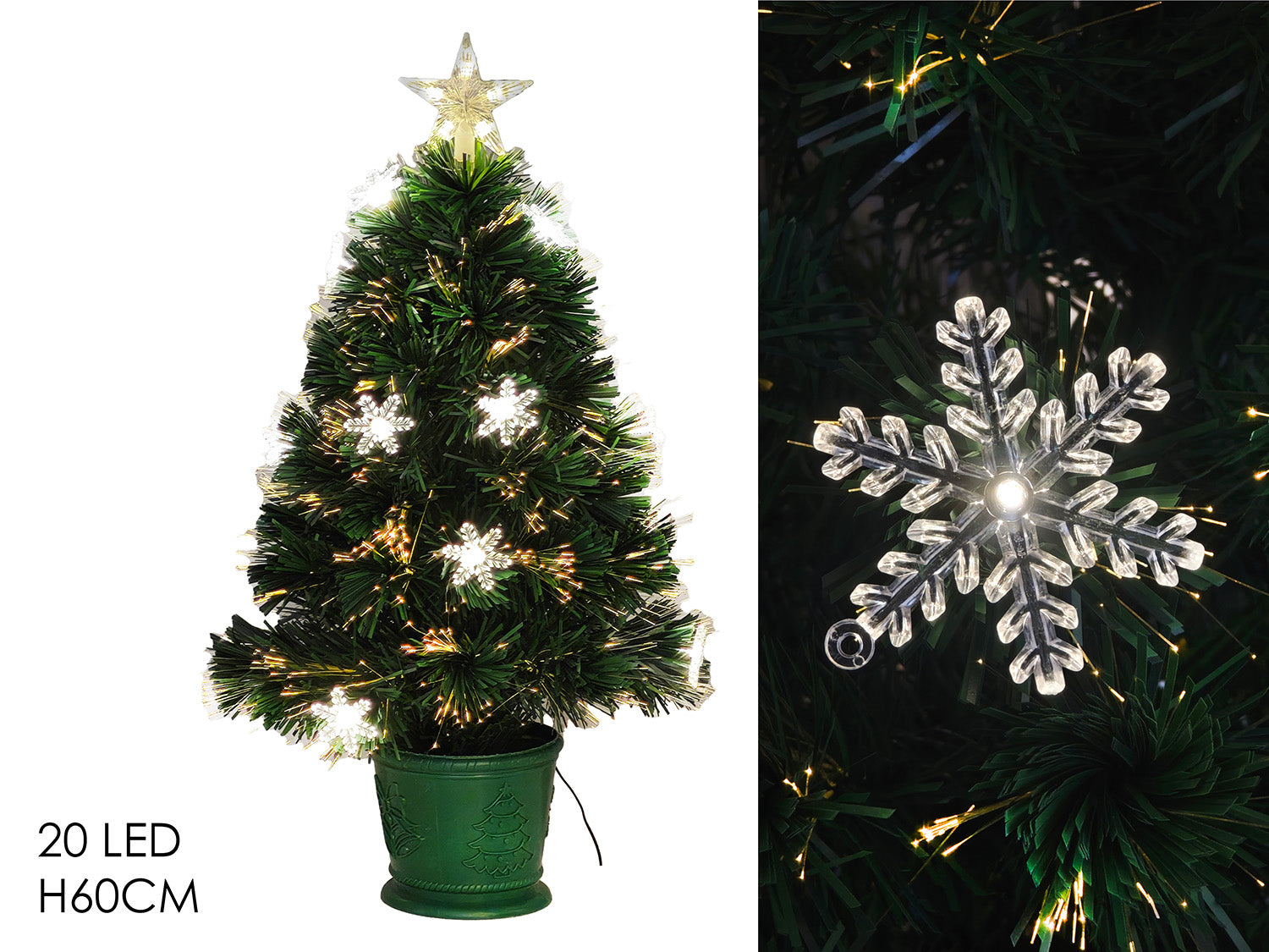 G.Natale Albero F.Ott. 60Cm C/ F. Neve E 20 Led