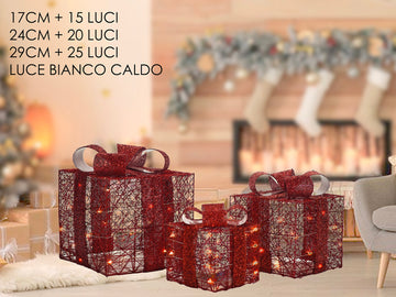 G.Natale Set 3 Pacchi C/60 Microled Rosso
