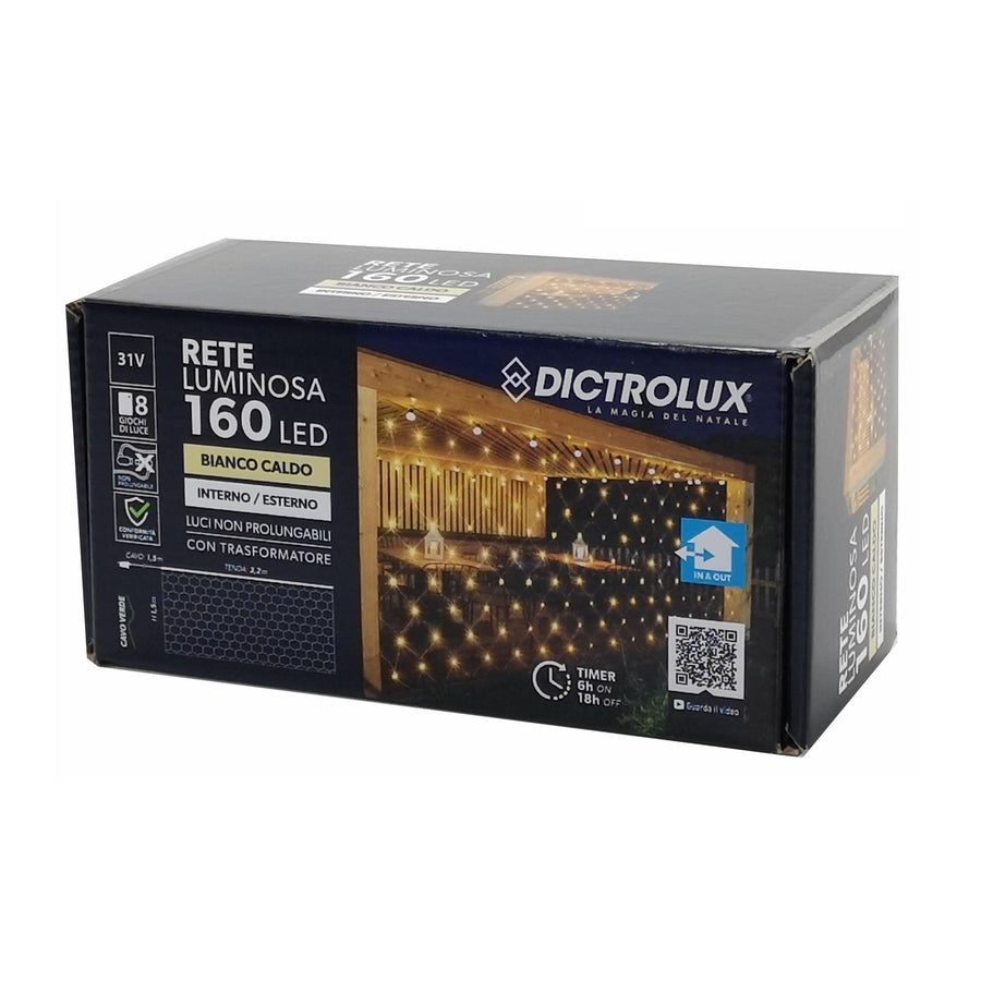 G.Natale Rete 160 Led 3.2Mt X 1.5 Mt H Bianco Caldo