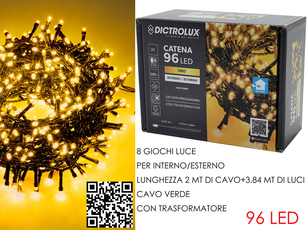 G.Natale 96 Luci Led Oro X Esterno Progr.