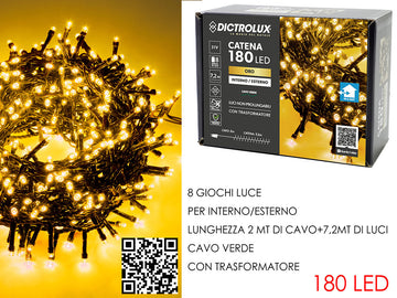 G.Natale 180 Luci Led Oro X Est. Programmabili