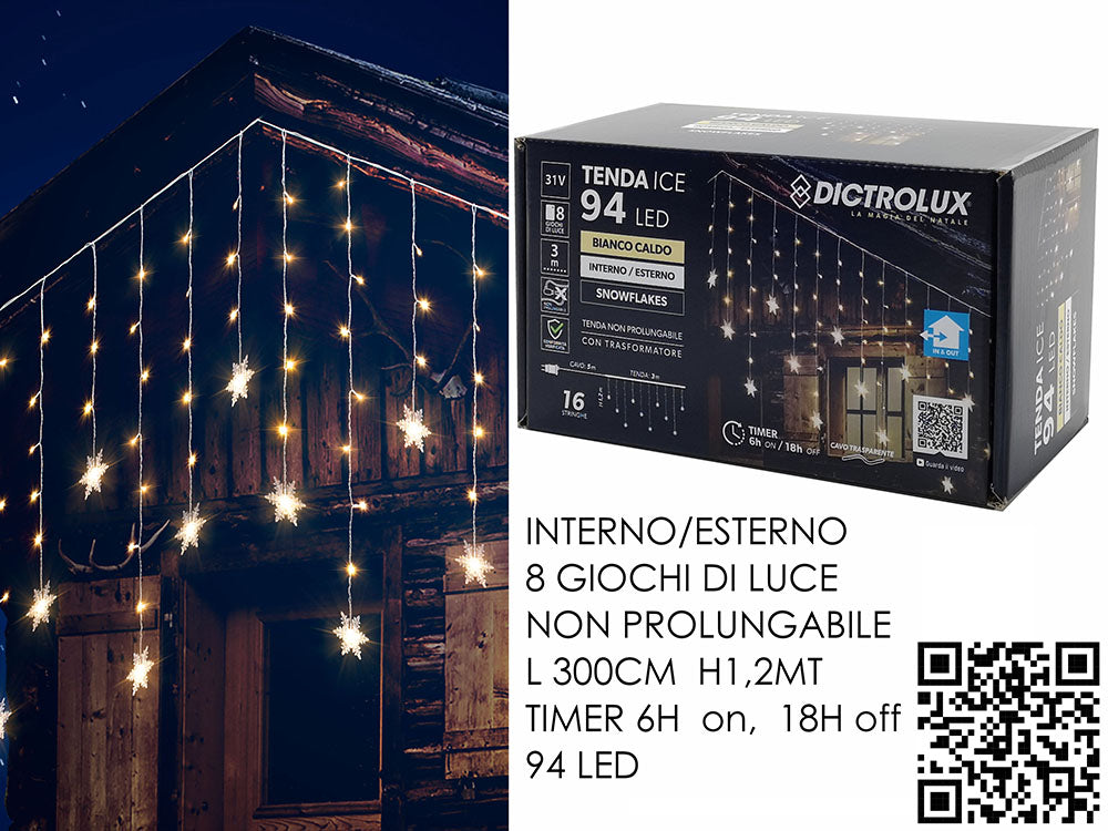G.Natale Tenda 3Mt X 1.2Mt H C/94 Led Bianco Caldo