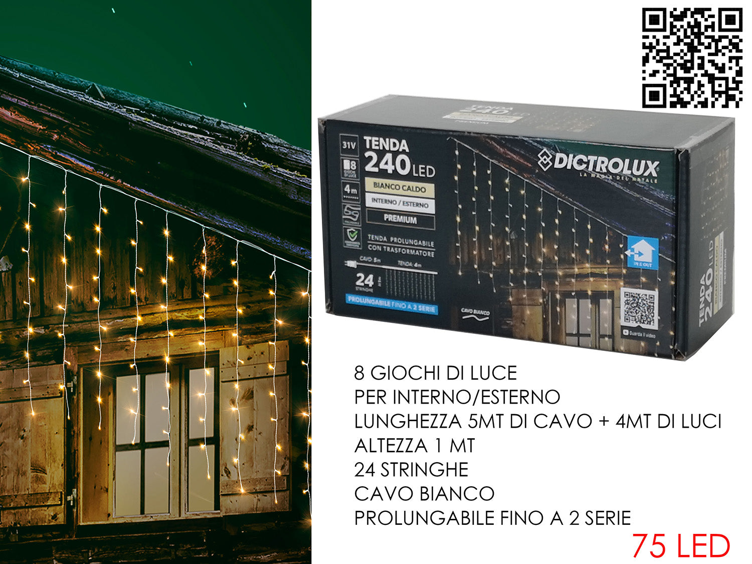 G.Natale Tenda B.Caldo 4Mt X1Mt 240Led