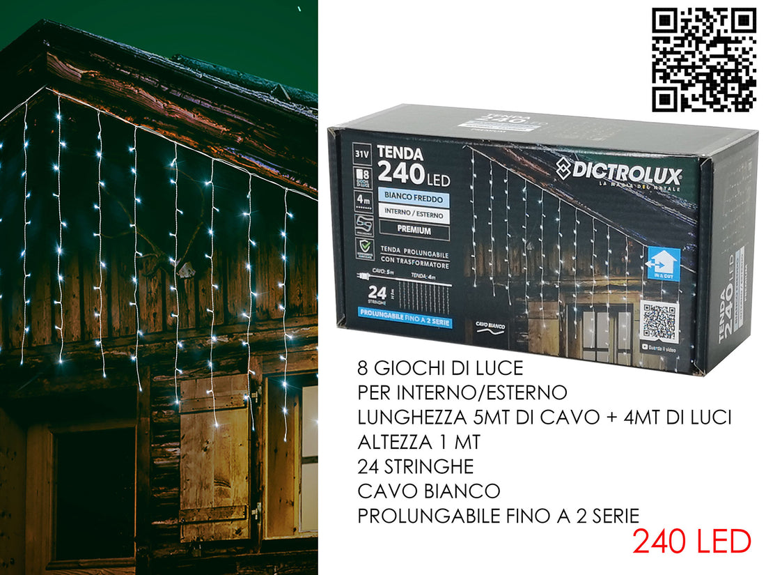 G.Natale Tenda Bianco Freddo 4Mt X1Mt 240Led