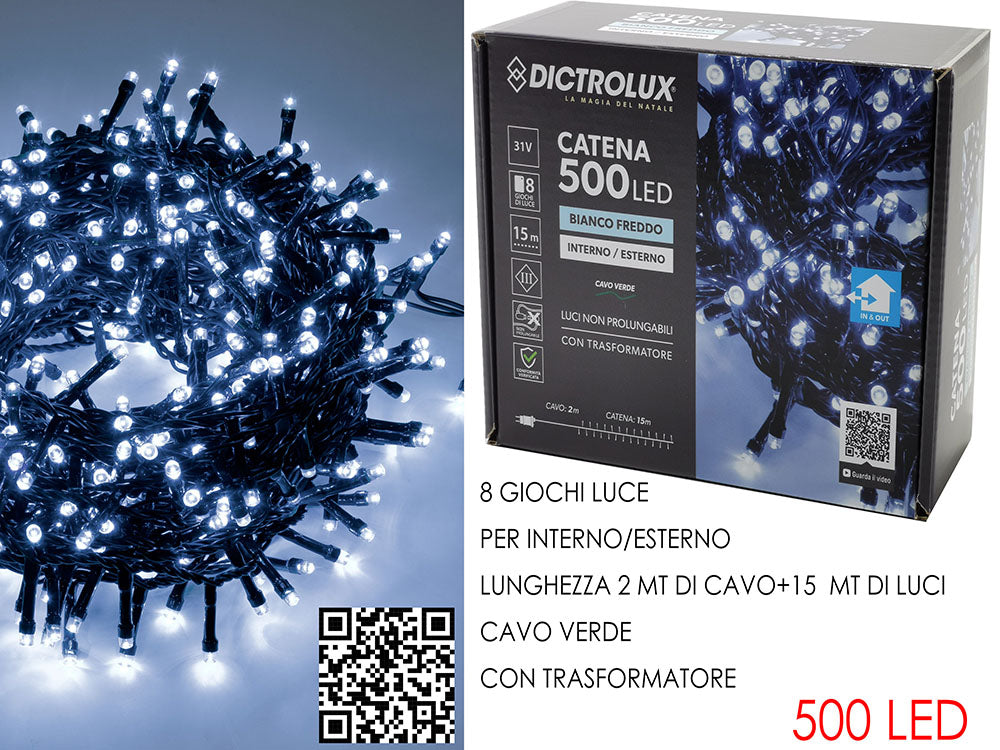 G.Natale 500Luci Led Bianco Ghiaccio X Est
