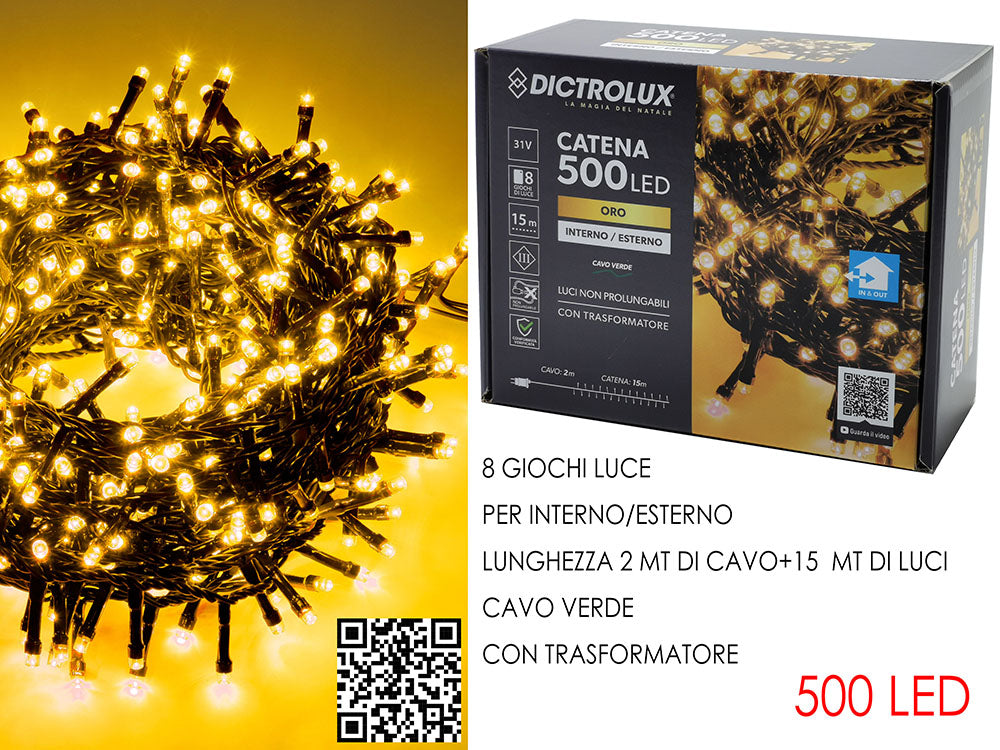 G.Natale 500 Luci Led Oro X Est. Progr