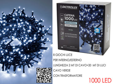 G.Natale 1000 Luci Led Bianco Ghiaccio X Esterno