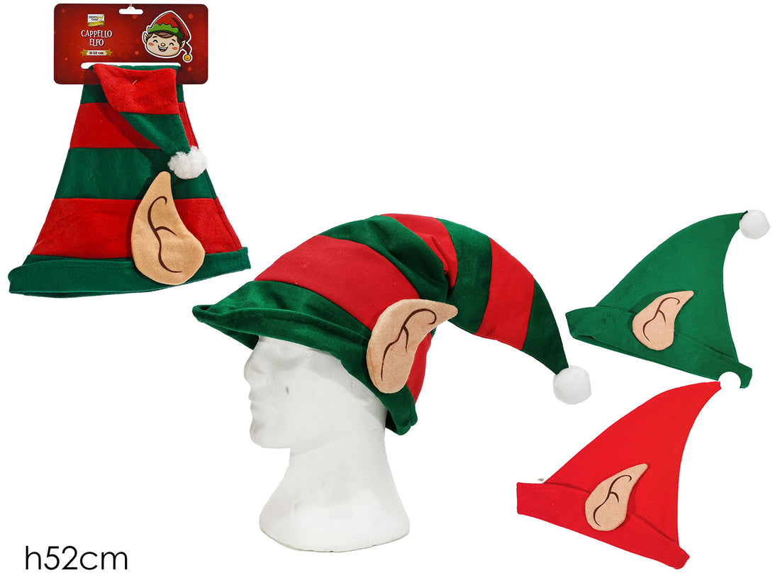 G.Natale Cappello Elfo C/Orecchie H52Cm 3Ass