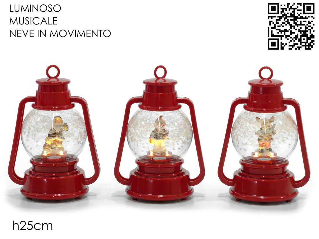 G.Natale Lanterna B/O Lu/Suo/Mov 25Cm Rossa 3Ass