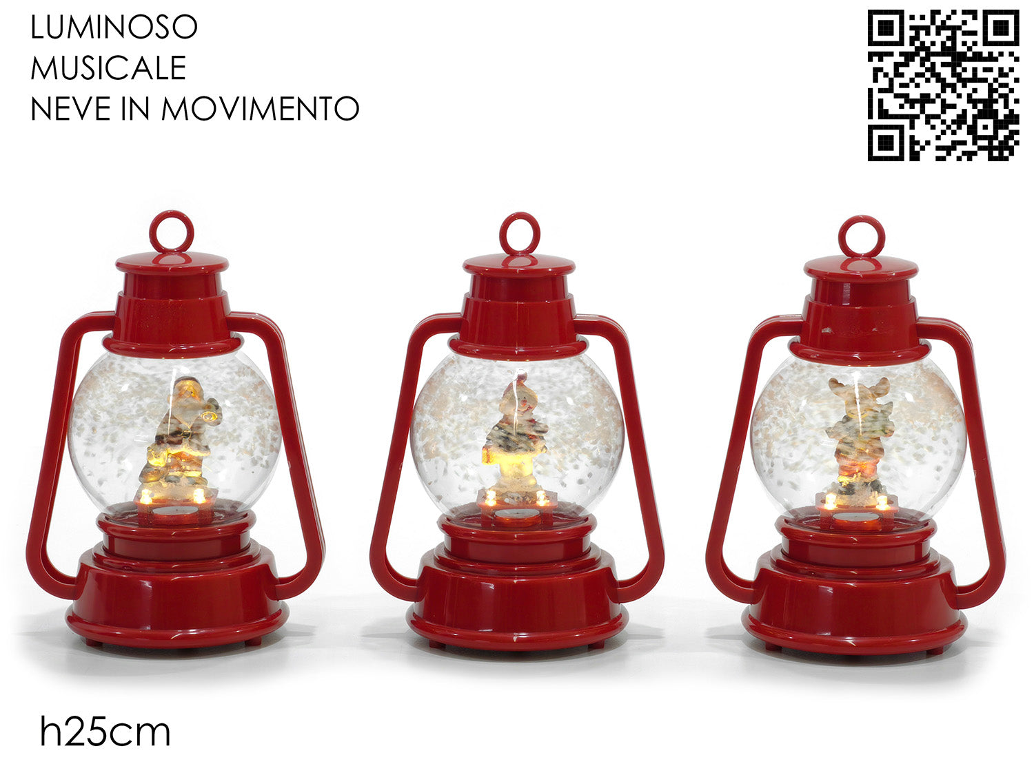 G.Natale Lanterna B/O Lu/Suo/Mov 25Cm Rossa 3Ass