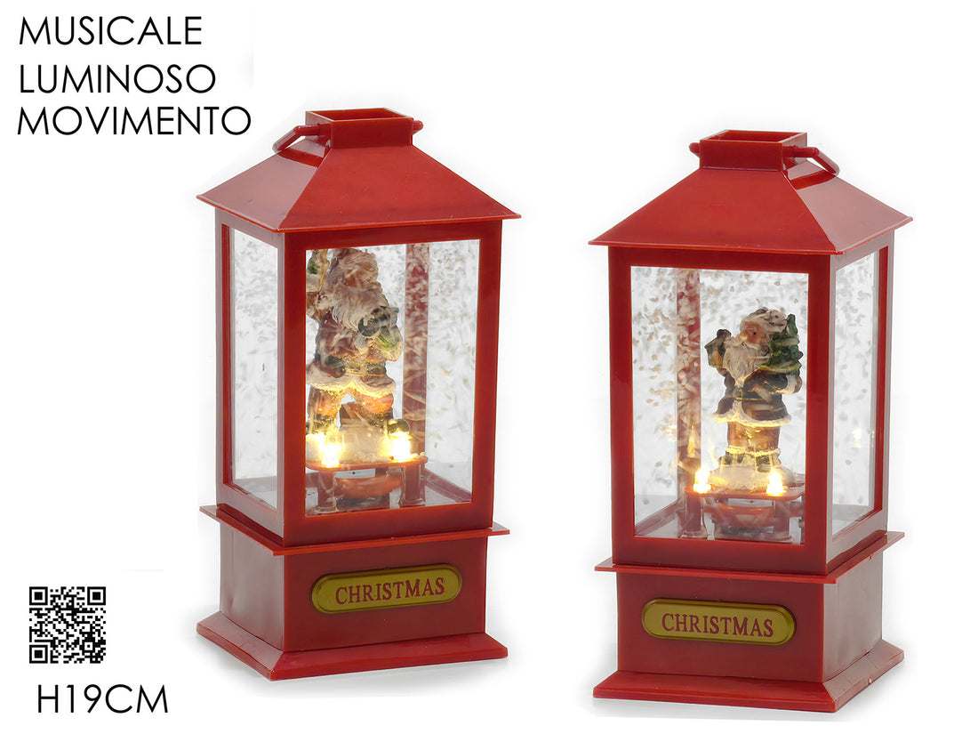 G.Natale Lanterna B/O Lu/Su/Mov H19Cm Rossa 2Ass