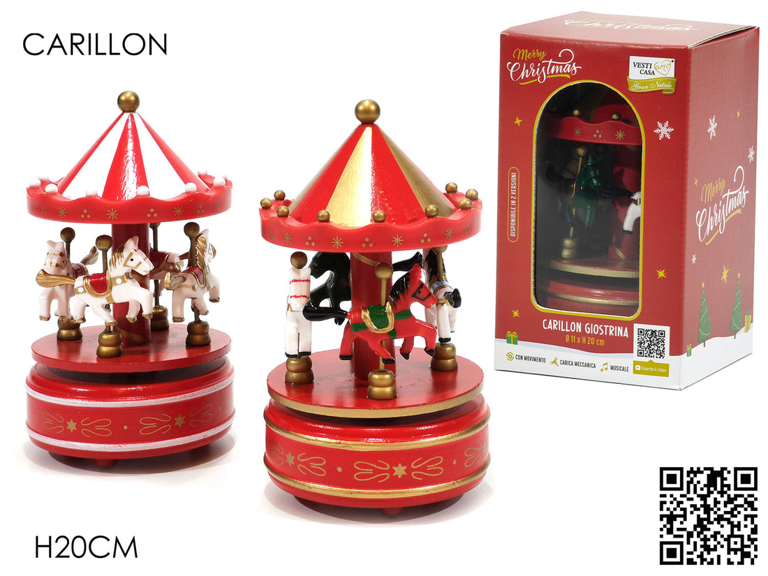 G.Natale Carillon Giostra C/Cavalli H20Cm