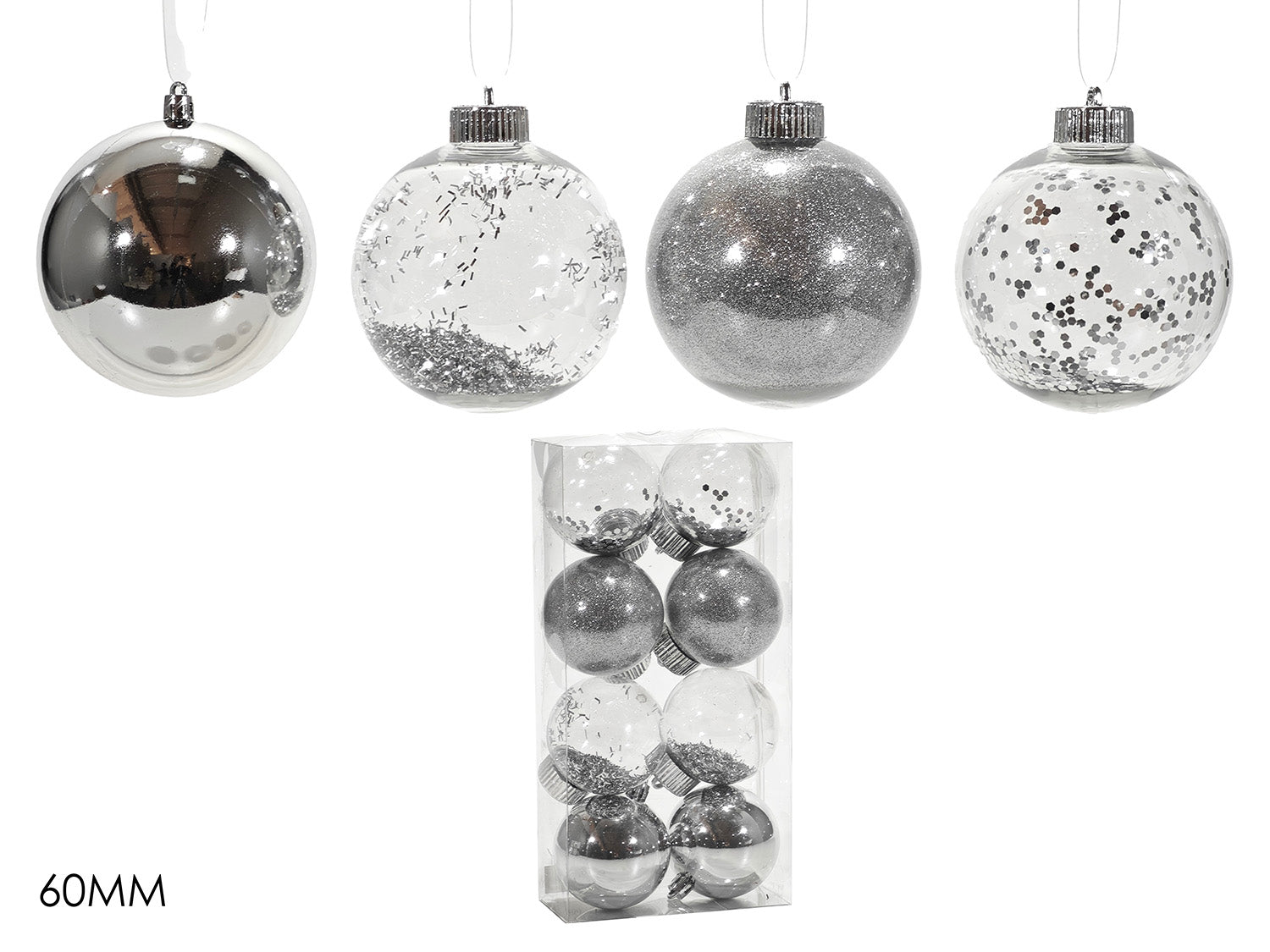 G.Natale Set 8 Palle 60Mm Silver