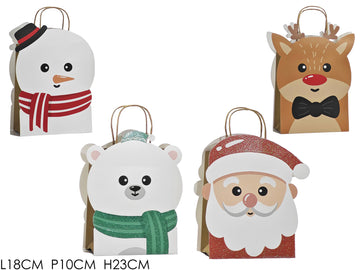 G.Natale Busta C/Personaggio Natale 4Ass