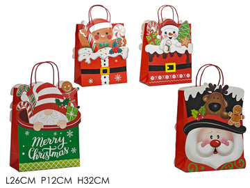 G.Natale Busta C/Personaggio Natale 4Ass