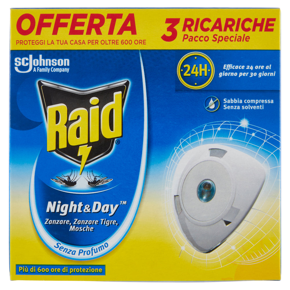 Raid Night&amp;Day Mosquito Refill 3Pcs