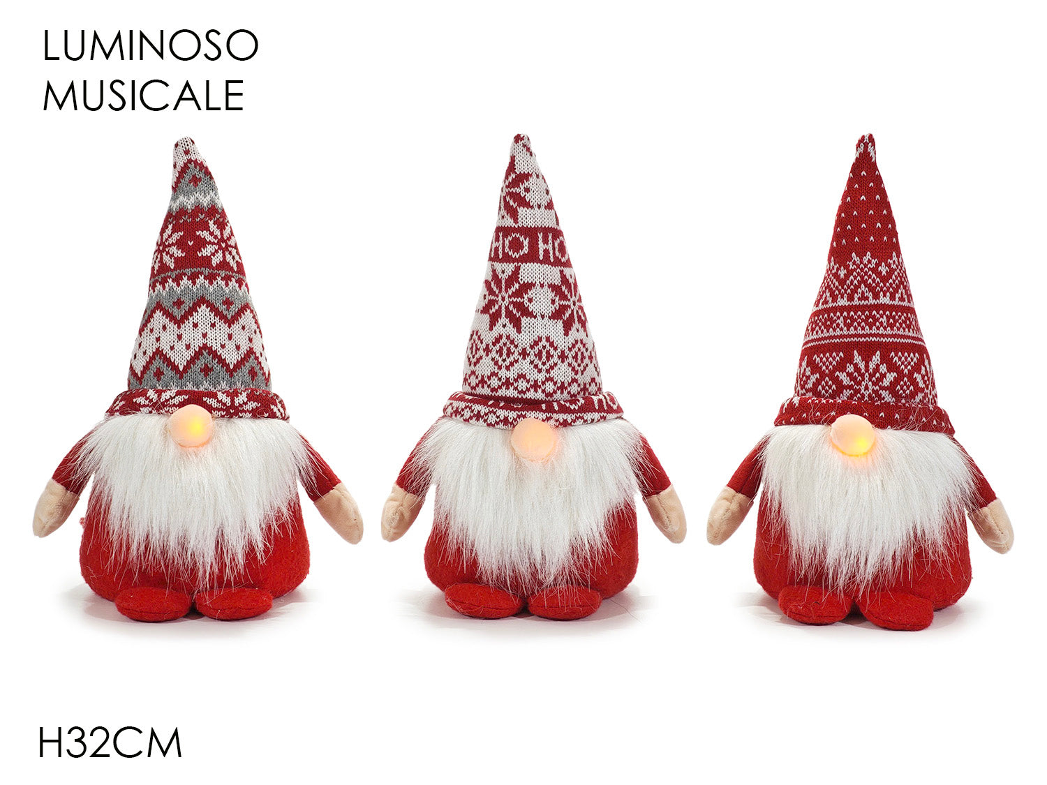 G.Natale Fermaporta Gnomo B/O Lu/Mus 32Cm 3Ass