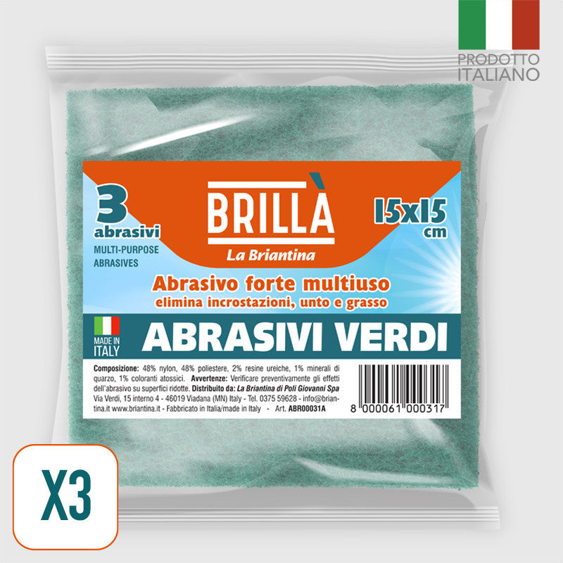 Brillà - Green Abrasives 3Pcs 15x15 cm