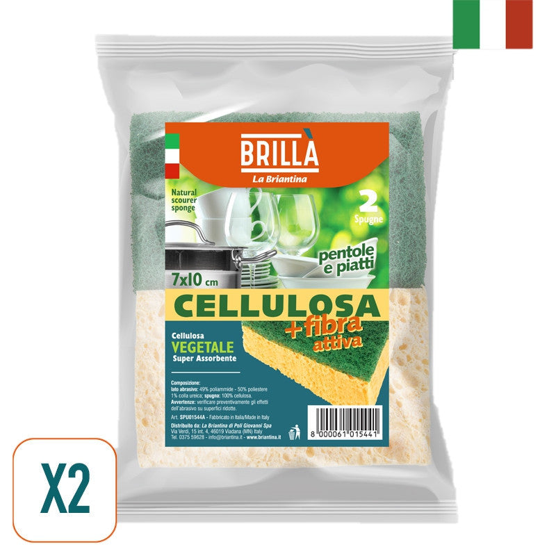 Brillà - Spugna fibra e cellulosa 2 pz