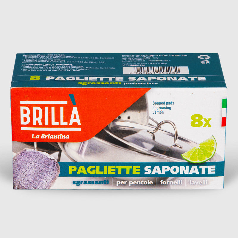 Brillà - Soapy Degreasing Steel Wool 8 Pads