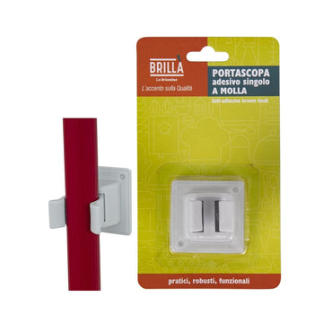 Portascopa Adesivo A Molla Singolo Bianco