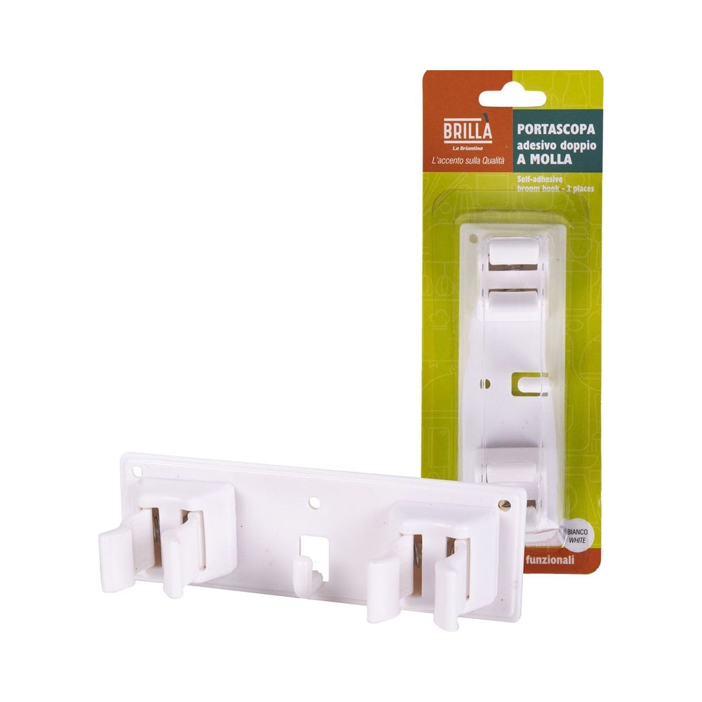 Portascopa Adesivo A Molla Doppio Bianco