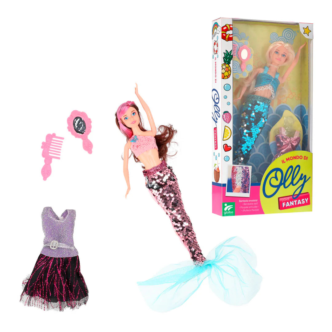 Globo Fashion Doll Sirena 2 In 1 Paillettes C/Acc 2 Ass