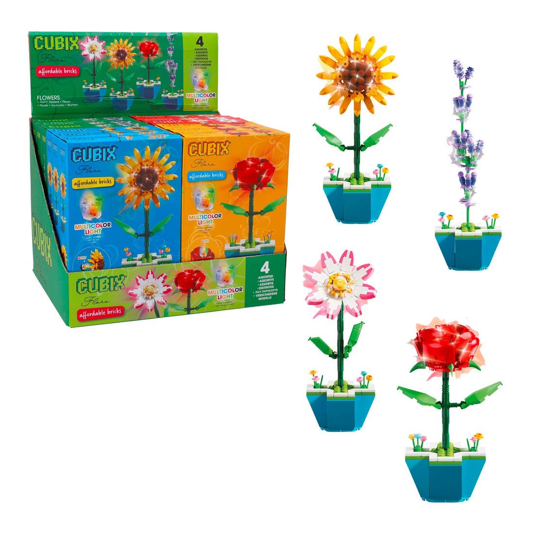 Globo Cubix Pianta C/Vaso B/O C/Luce 4 Ass