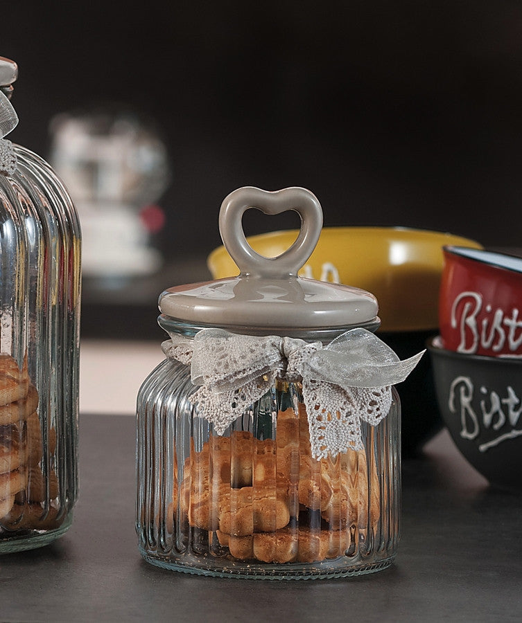 Ad - Barattolo Vetro e Ceramica A 2 Colori D11Xh17