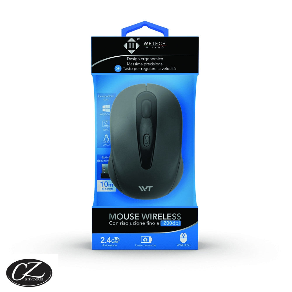 Wetech - Mouse ottico wireless con ricevitore usb nero