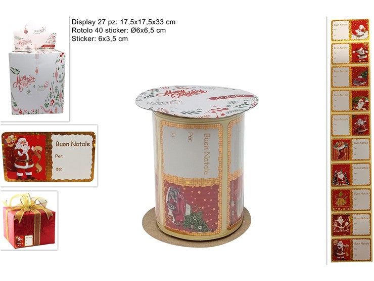 Christmas Rotolo Sticker 40Pz Auguri
