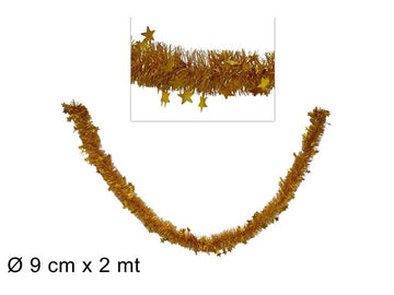 Christmas Filo Addobbo C/Stella 9Cm X2Mt Oro