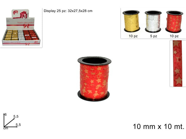 Christmas Nastrino Stelle 10Mmx10Mt