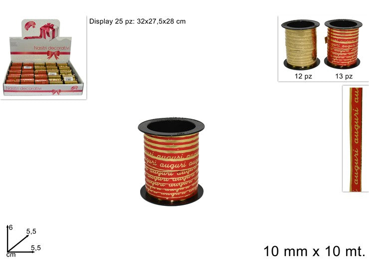 Christmas Nastrino Auguri 10Mmx10Mt