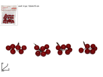 Christmas Mazettini Bacche Set 4Pz