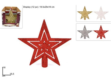 Christmas Puntale Stella 18Cm 4 Col. Ass.