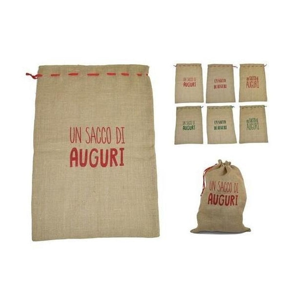 Christmas Sacco Juta 80X55Cm C/Scritta