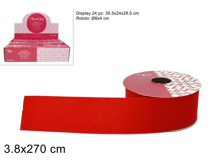 Christmas Nastro Velluto Rosso 3,8X270Cm. Art.2018711