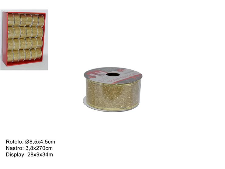 Christmas Nastro Glitterato 3,8X270Cm Oro